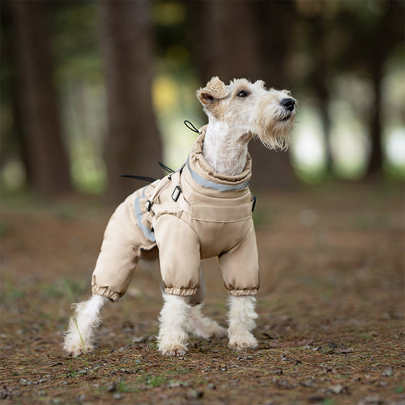 Cappotto per cani con pettorina riflettente e colletto antivento