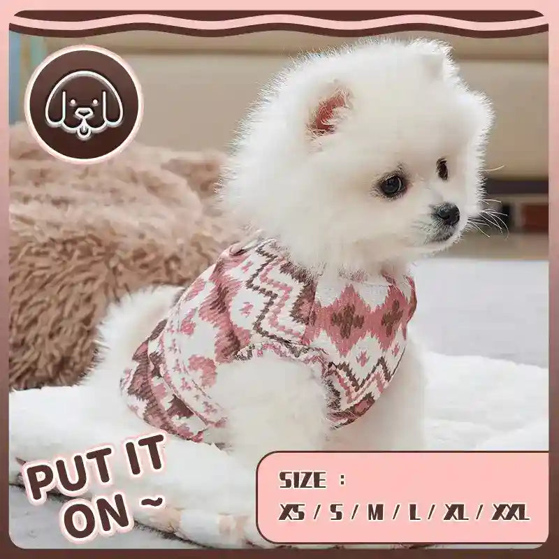 Maglione Peru per Cani con Anello Pettorina - Rosa e Beige by Dog Moda