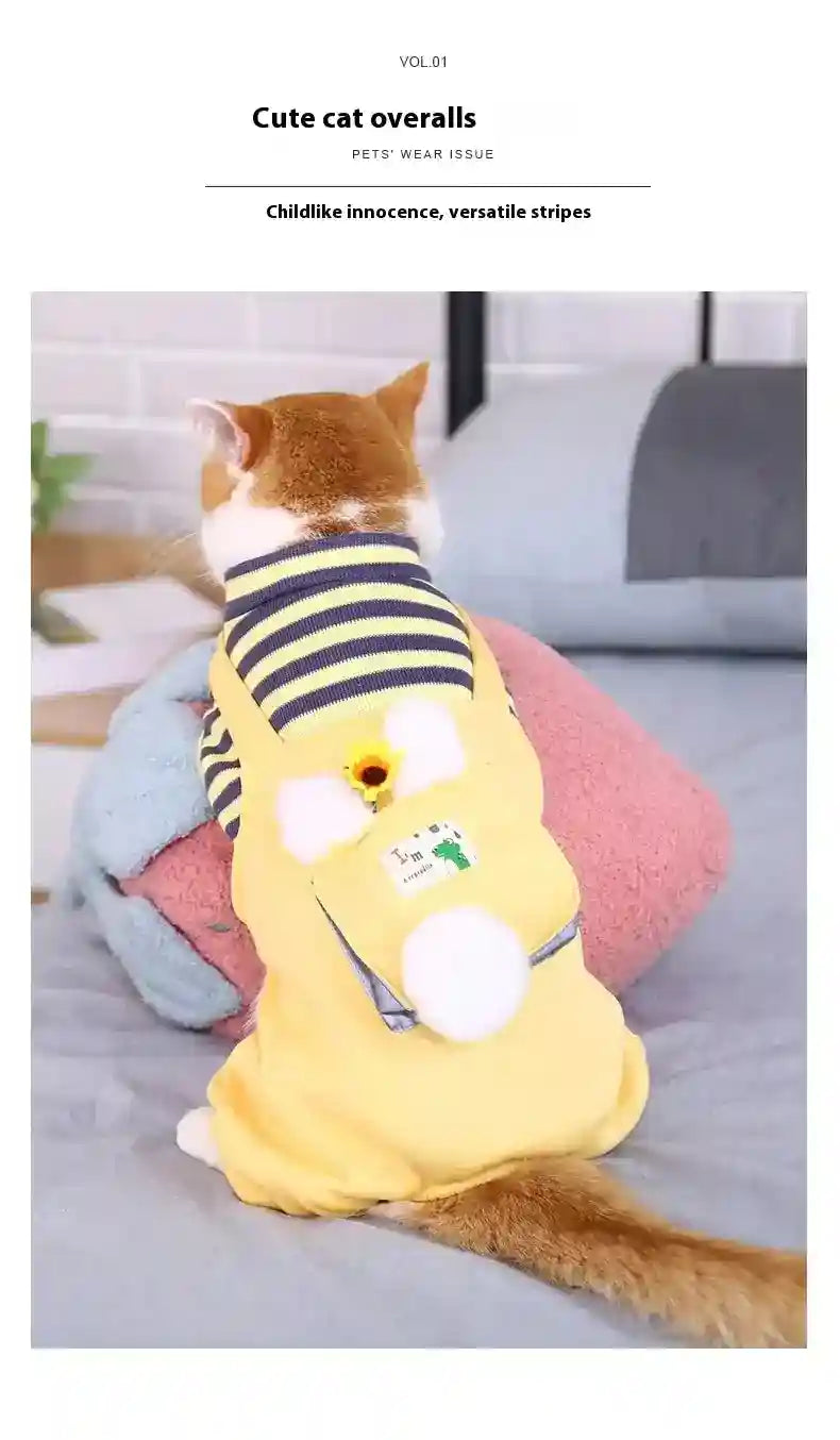 Tutina Salopette Gatti a Righe con Tasca - 6 Taglie by Dog Moda
