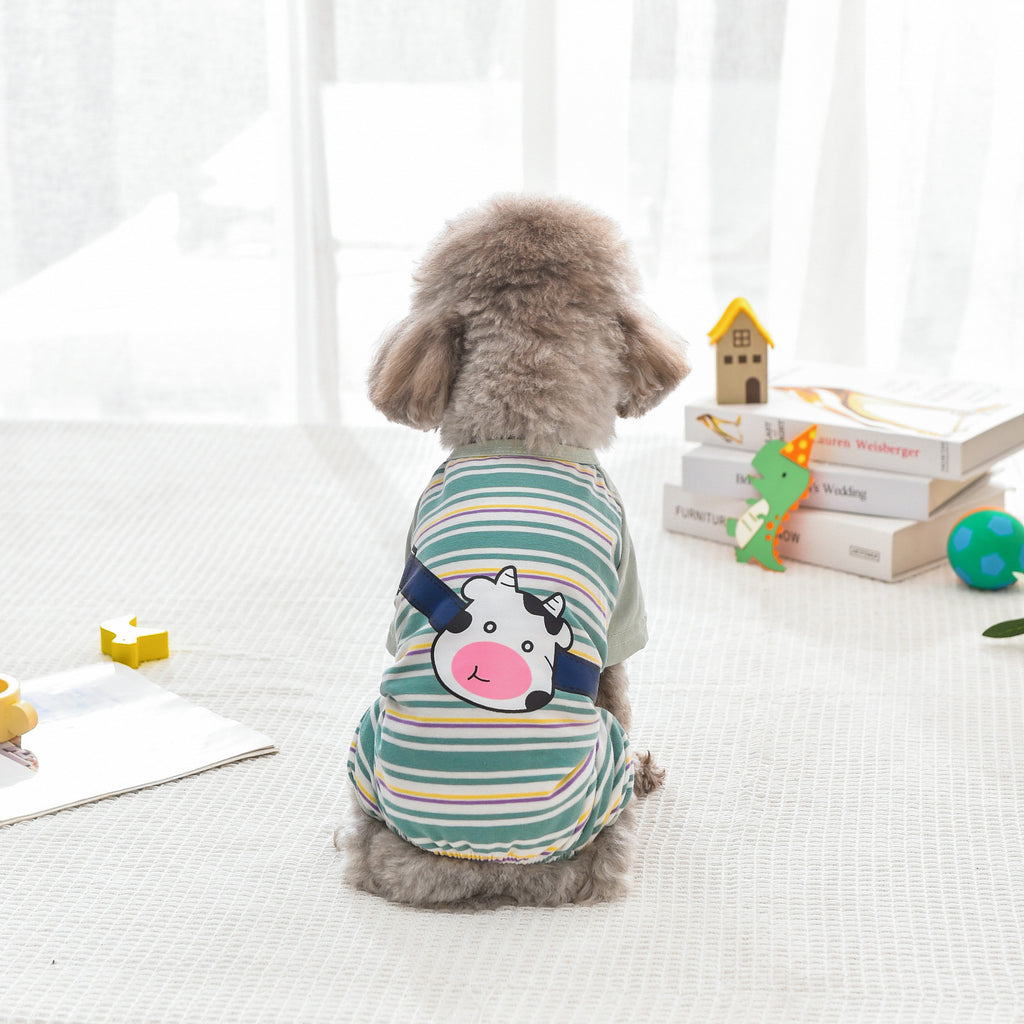 Pigiamino "Sweet Cow" a Righe per Cani - Dolcezza e Comfort Notturno - Dog Moda
