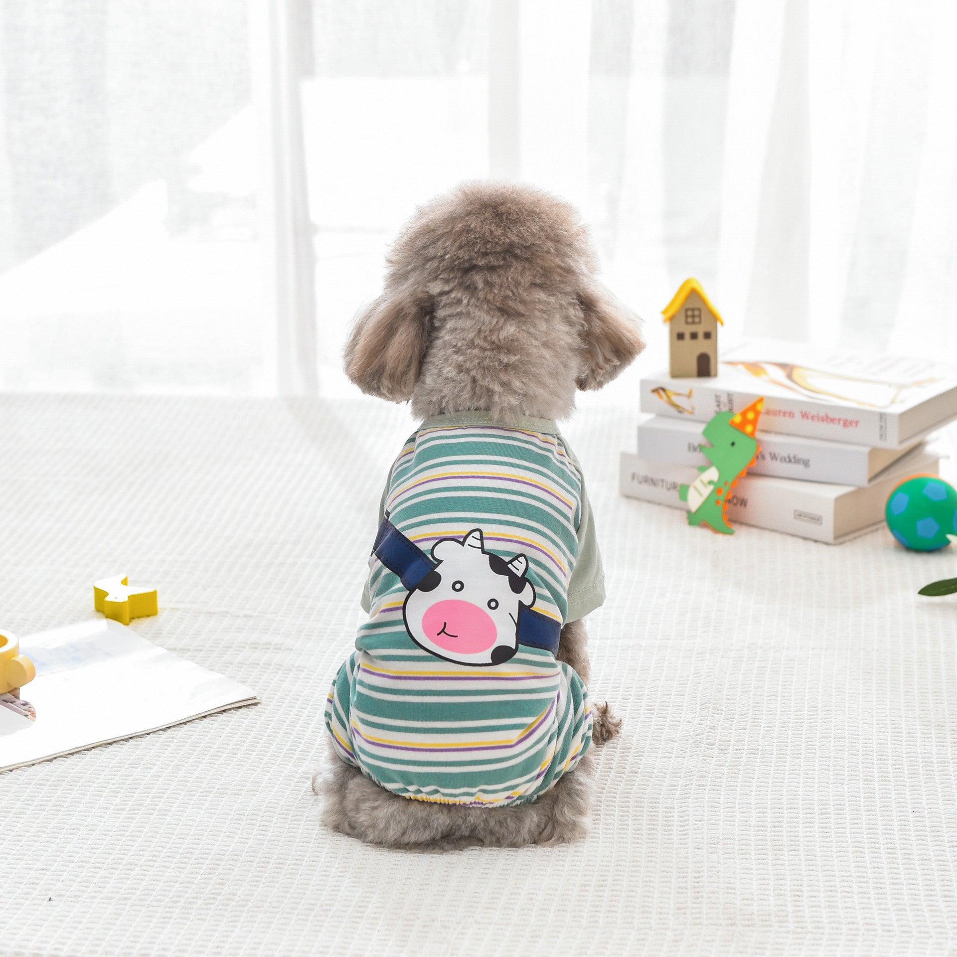 Pigiamino "Sweet Cow" a Righe per Cani - Dolcezza e Comfort Notturno - Dog Moda