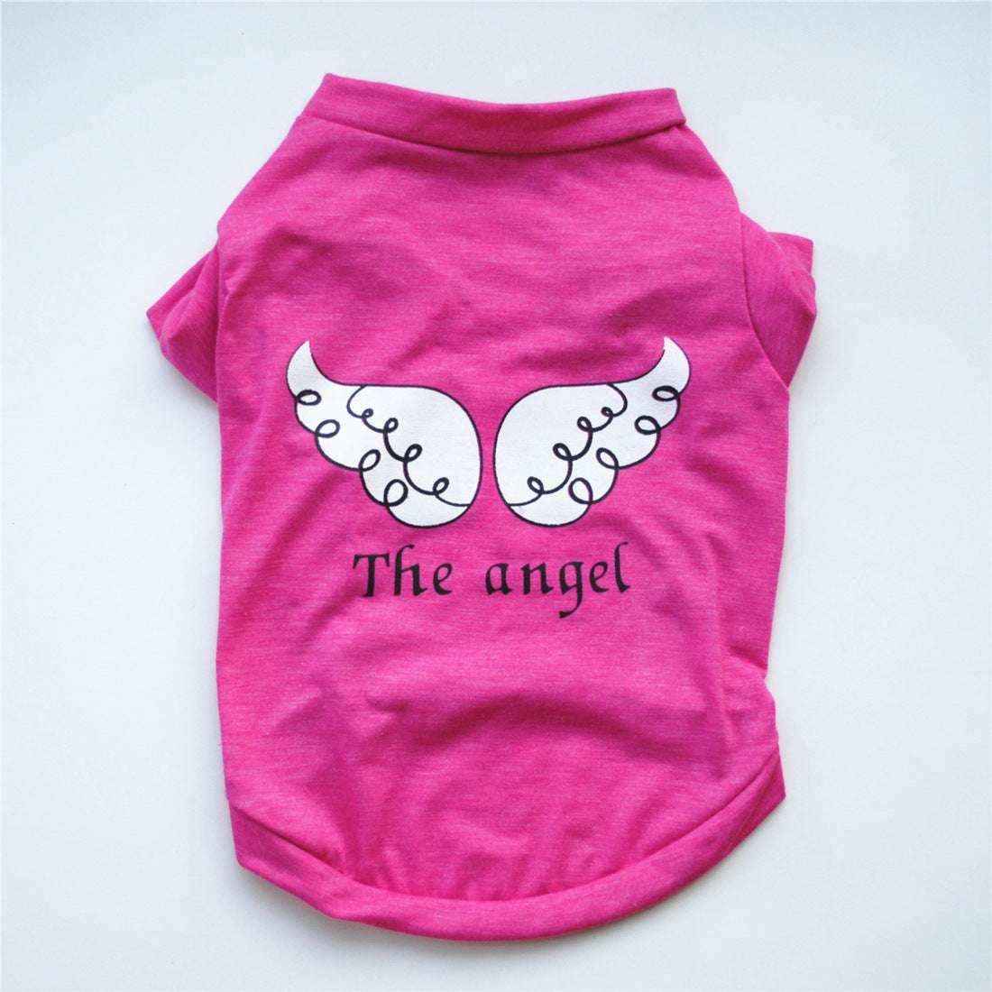 Maglietta per cani The Angel in cotone viola, fucsia o blu