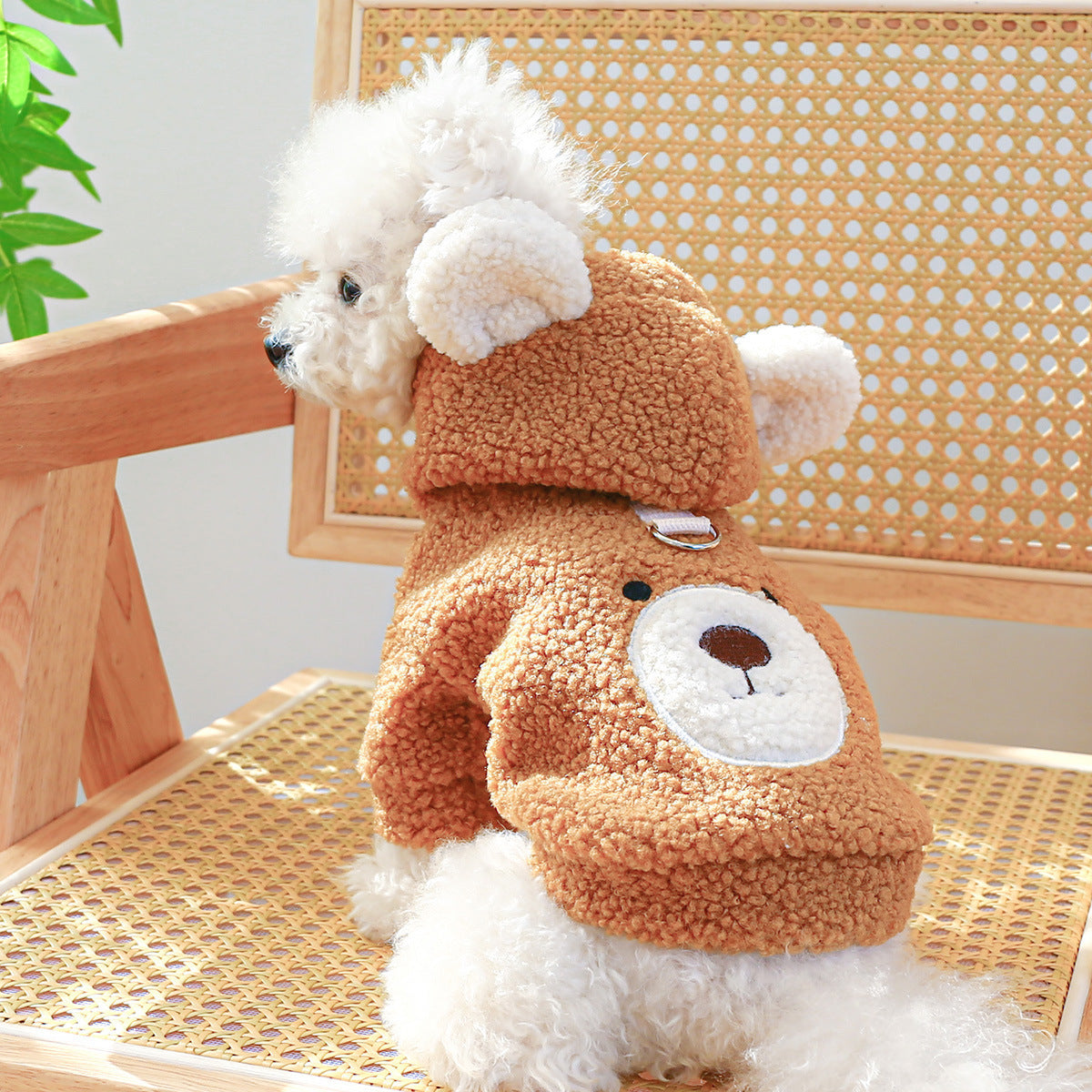 Dog Sweatshirt with Embroidered Teddy Bear and Hood with Ears
