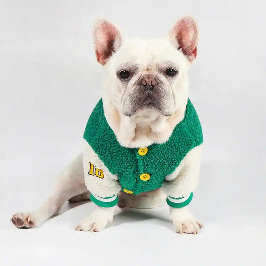 Cappotto Baseball Bulldog - Pile Verde Caldo Inverno by Dog Moda