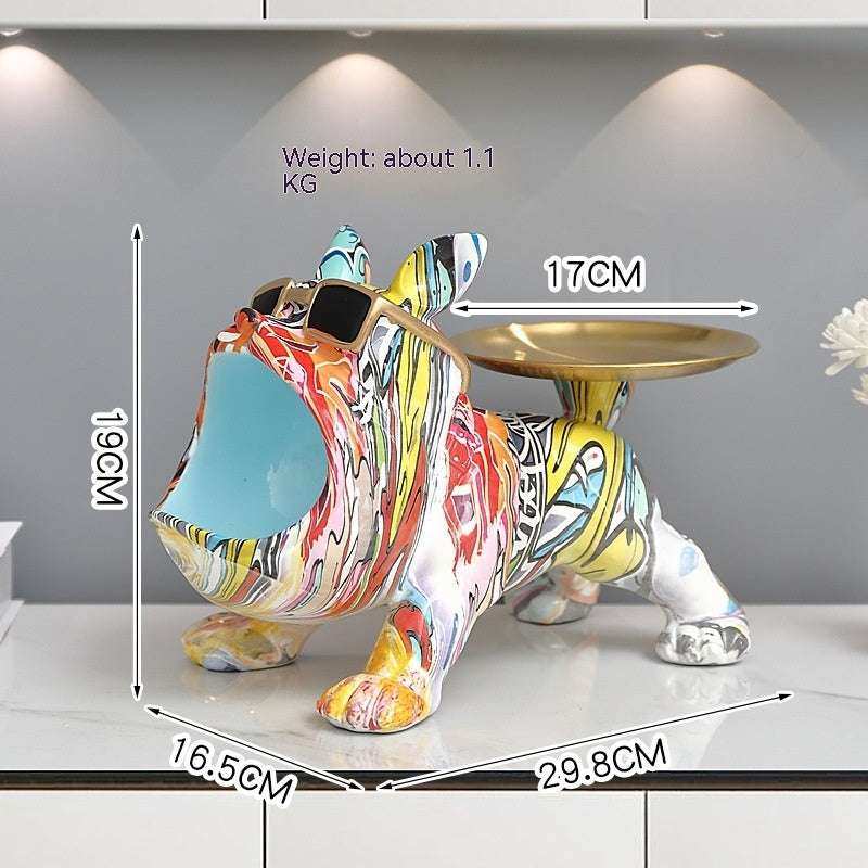 Portagioie Bulldog Bianco con Bocca Aperta – Design Moderno 29cm