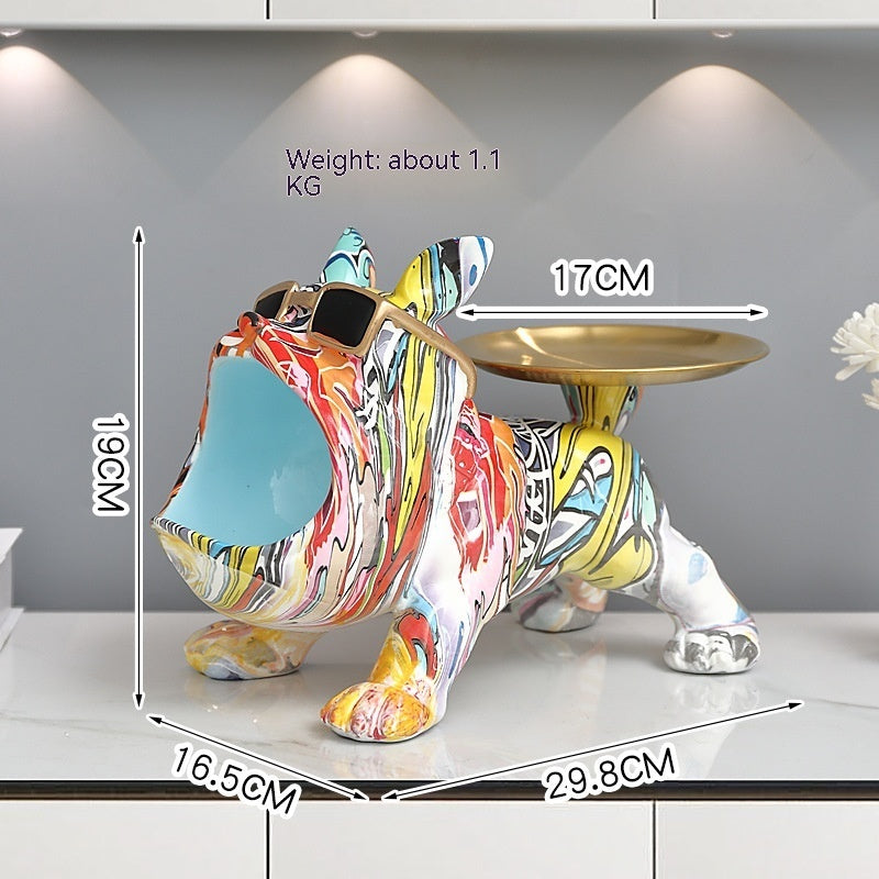 Portagioie Bulldog Bianco con Bocca Aperta – Design Moderno 29cm
