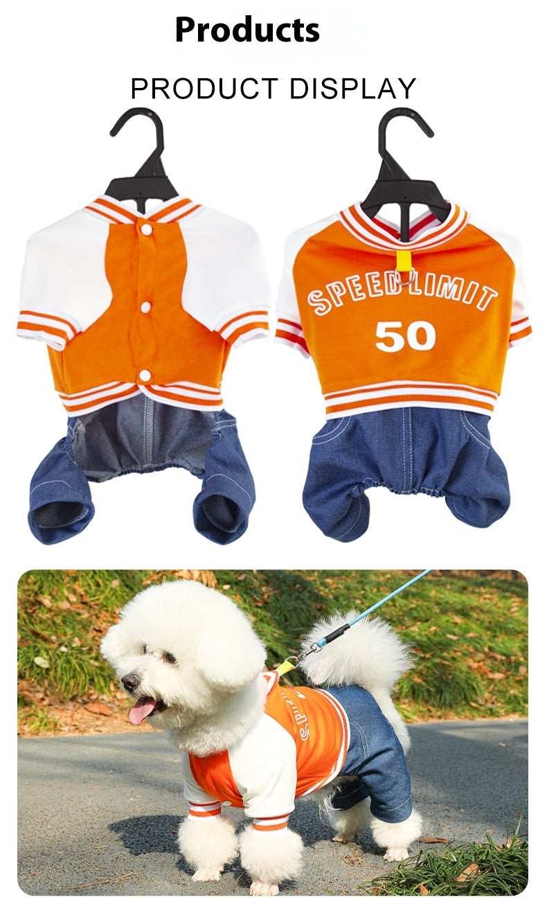 "Speed ​​Limit" Dog Coat - Sweatshirt with Harness Ring and Denim