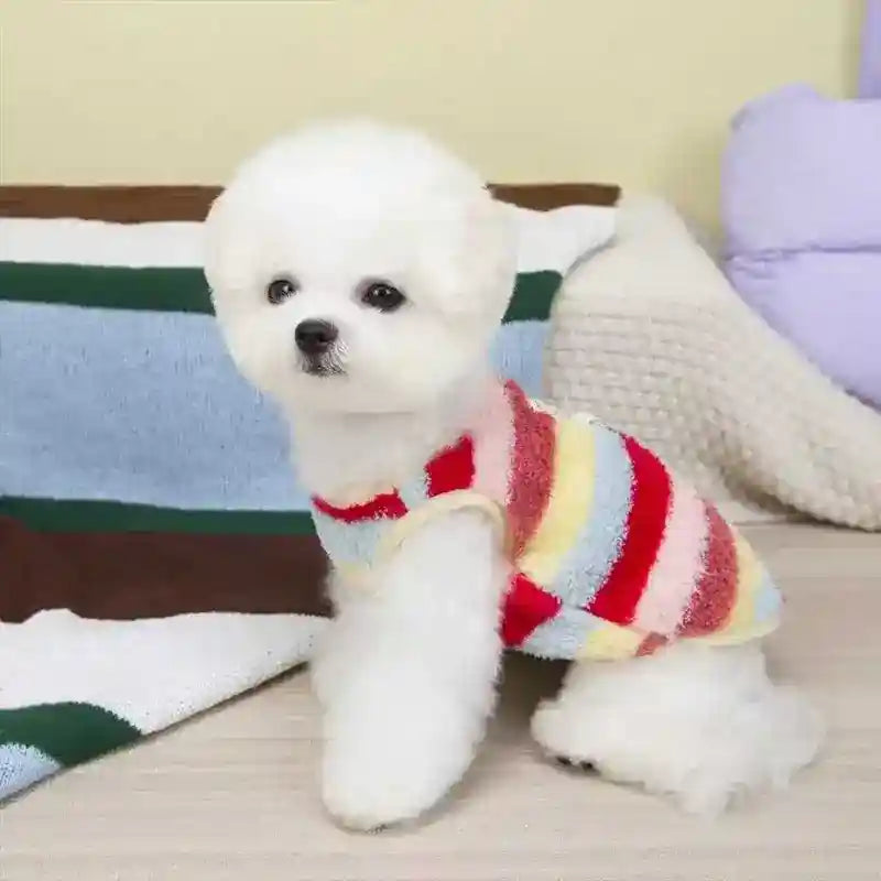 Cappotto LOVE per Cani a Righe con Orsetti - Smanicato by Dog Moda