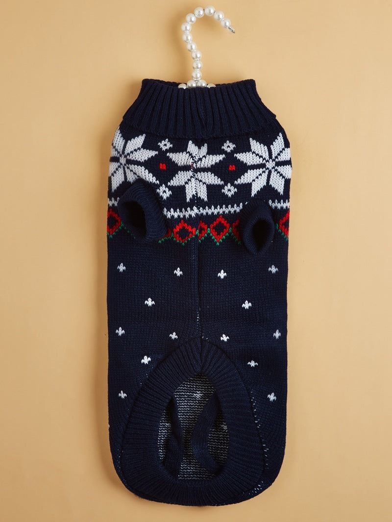 Christmas Dog Sweater with Reindeer Embroidered, Warm and Cozy 