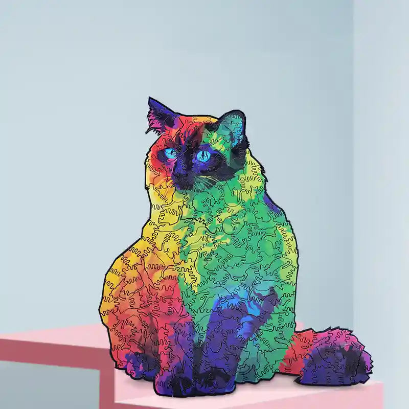Puzzle Legno Gatto Arcobaleno 221 Pezzi - Difficoltà Alta by Dog Moda