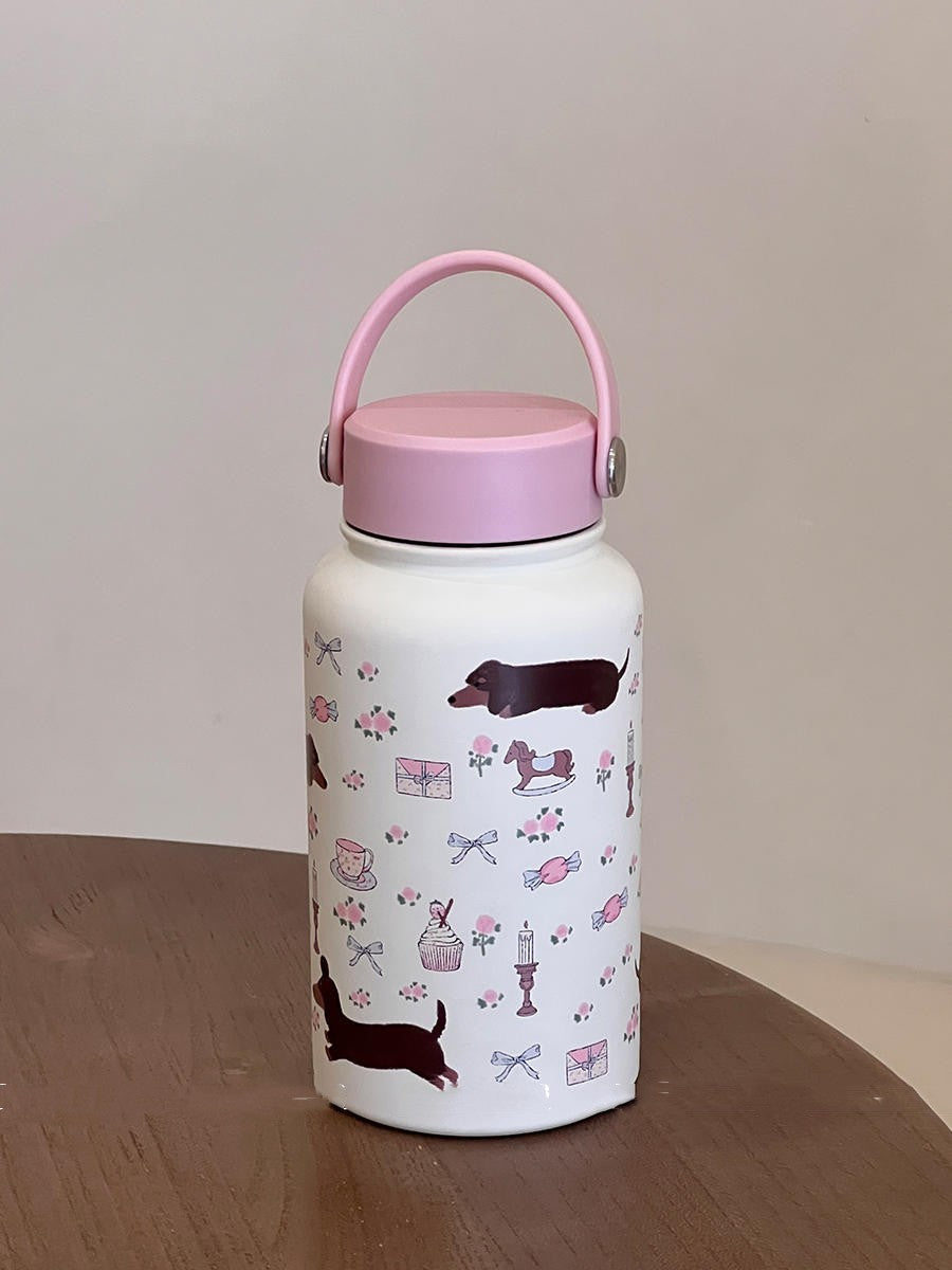 Borraccia Termica Bassotto Floreale 650ml in Acciaio Inox