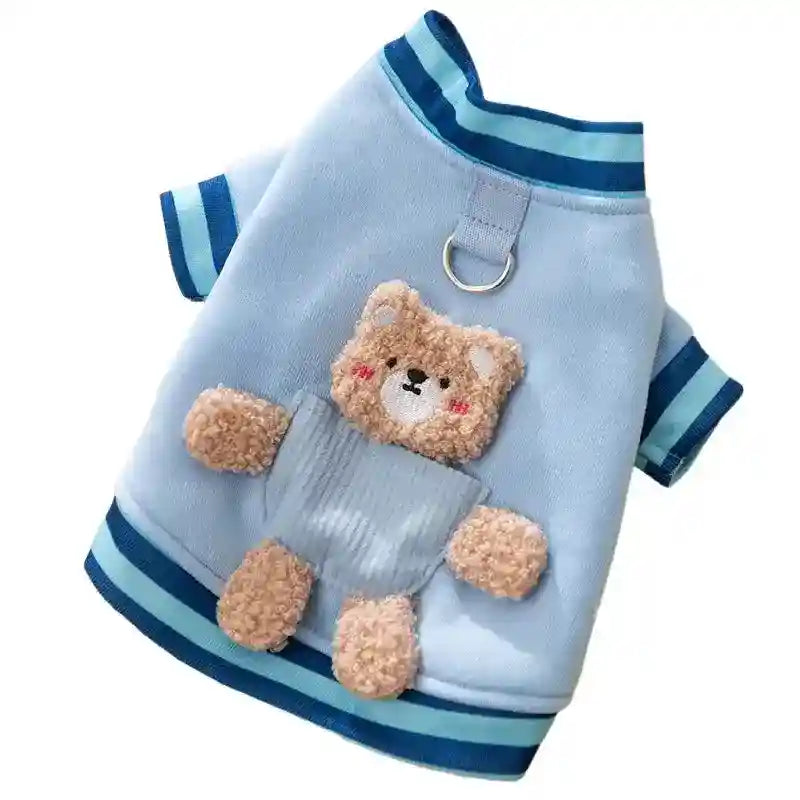 Maglia Orsetto per Cani - Ricamo 3D con Anello Pettorina by Dog Moda