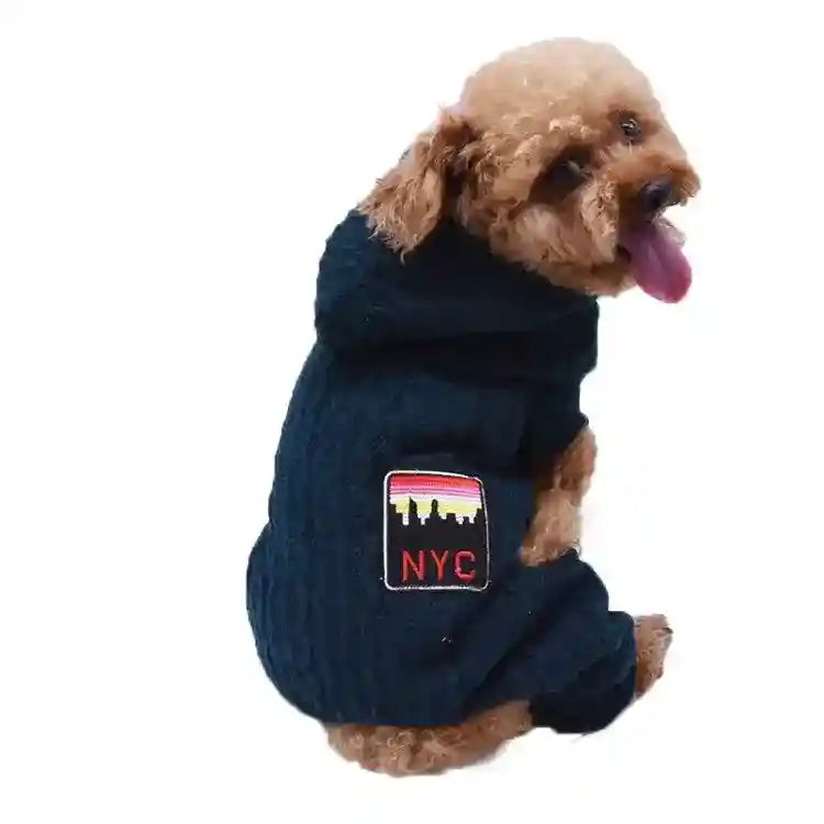 Tutina NYC Cani 4 Zampe - Cappuccio e Pile Caldo by Dog Moda