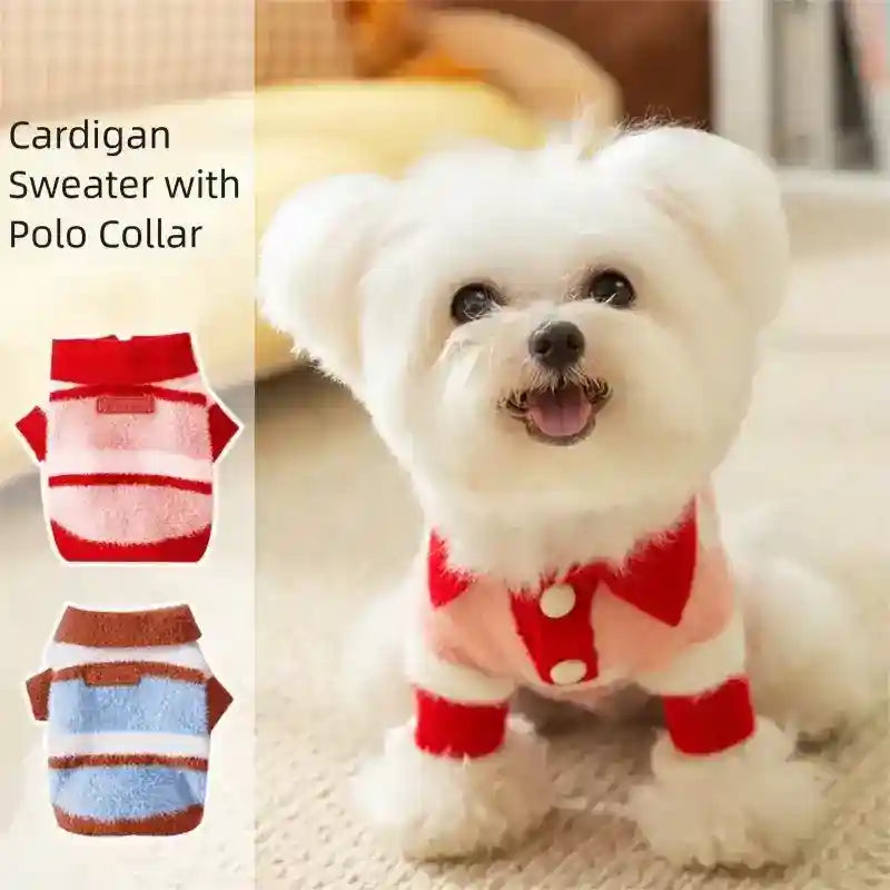 Cardigan Polo a Rayas para Perros - Estilo Colegio Hecho a Mano