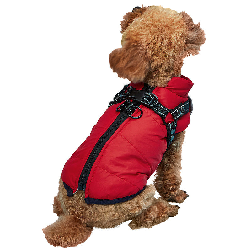 Piumino Imbottito in Pile Smanicato con Pettorina Removibile per cani - Modello FluffyPaws - Dog Moda