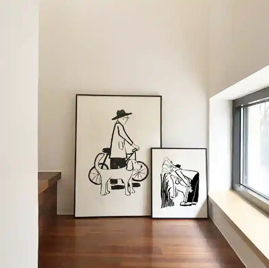 Quadro Astratto Persone con Cane - Stampa Decorativa Moderna by Dog Moda