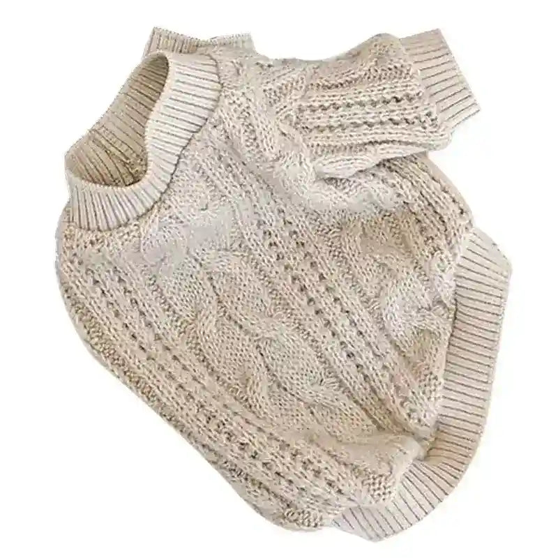 犬猫用ケーブル編みセーター - 暖かくて柔らかい冬用