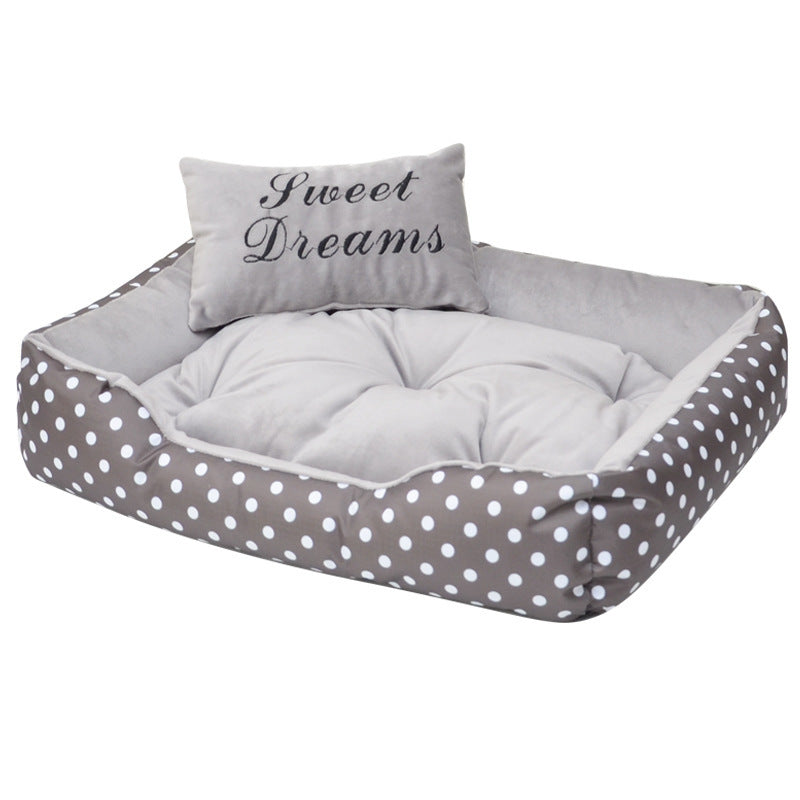 Cuccia per Cani "Sweet Dreams" con Cuscino Double Face e Fantasia Pois
