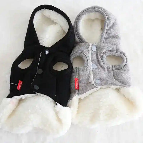 Jasje voor Poedel "Bunny" met Fleece Capuchon – Zwart of Grijs