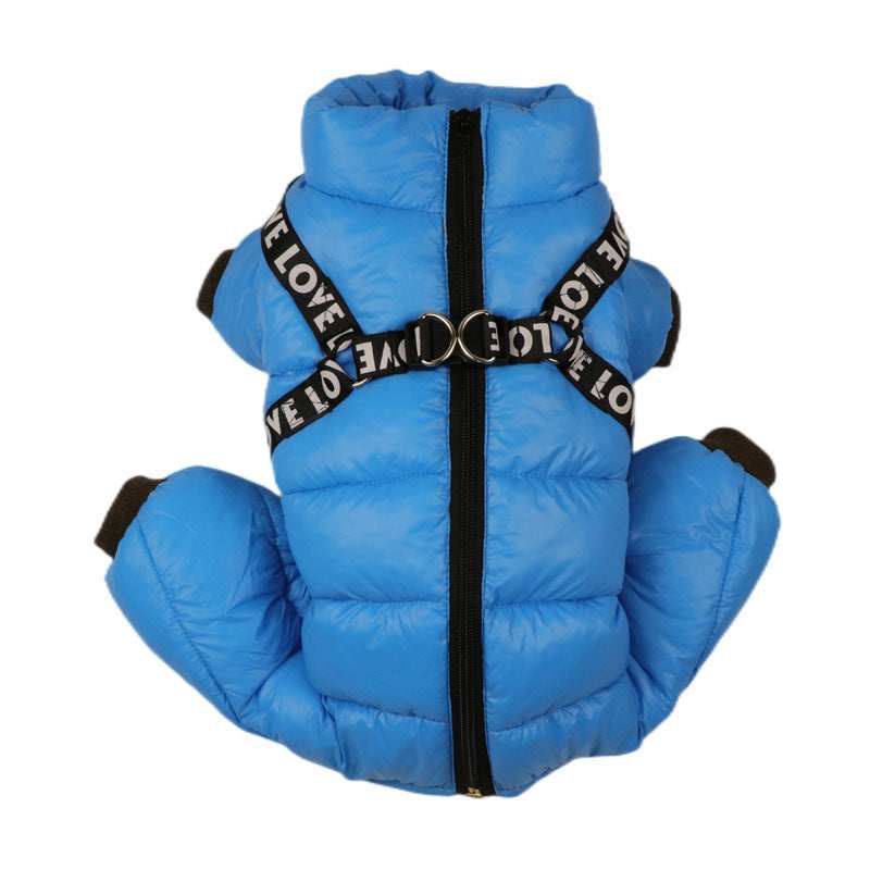 "Gianduia" Dog Down Jacket with Integrated Harness and Double Attachment Ring