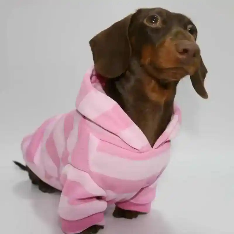 Felpa Bassotto in Pile Rosa - Con Cappuccio e Pettorina by Dog Moda