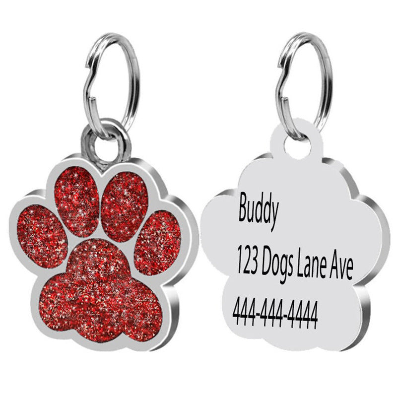 Medaglietta per Cani Personalizzata a Zampetta con Strass Colorati