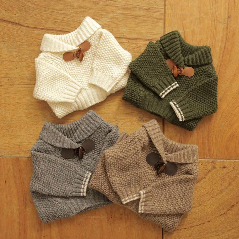 Maltipoo Sweater with Cable Knit and Wooden Button