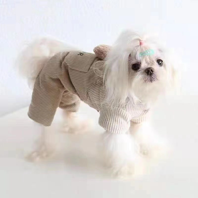 Hundeoverall "Bär" - Warmer Fleece mit Kapuze und Teddybär