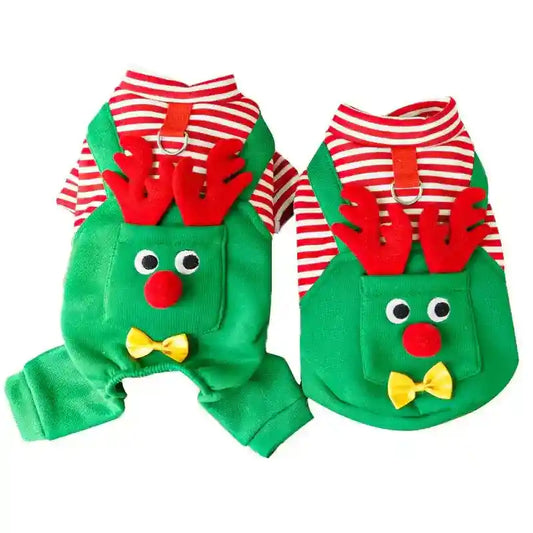 Maglia Natale Cani Salopette Elfo Renna - 2 e 4 Zampe by null