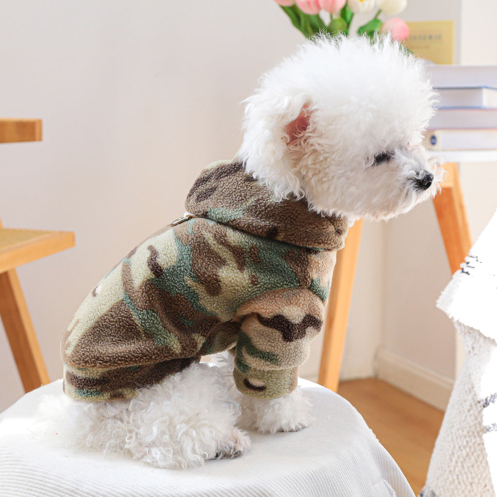 Vestito per Cani Camouflage con Cappuccio | Giacca Cane Militare