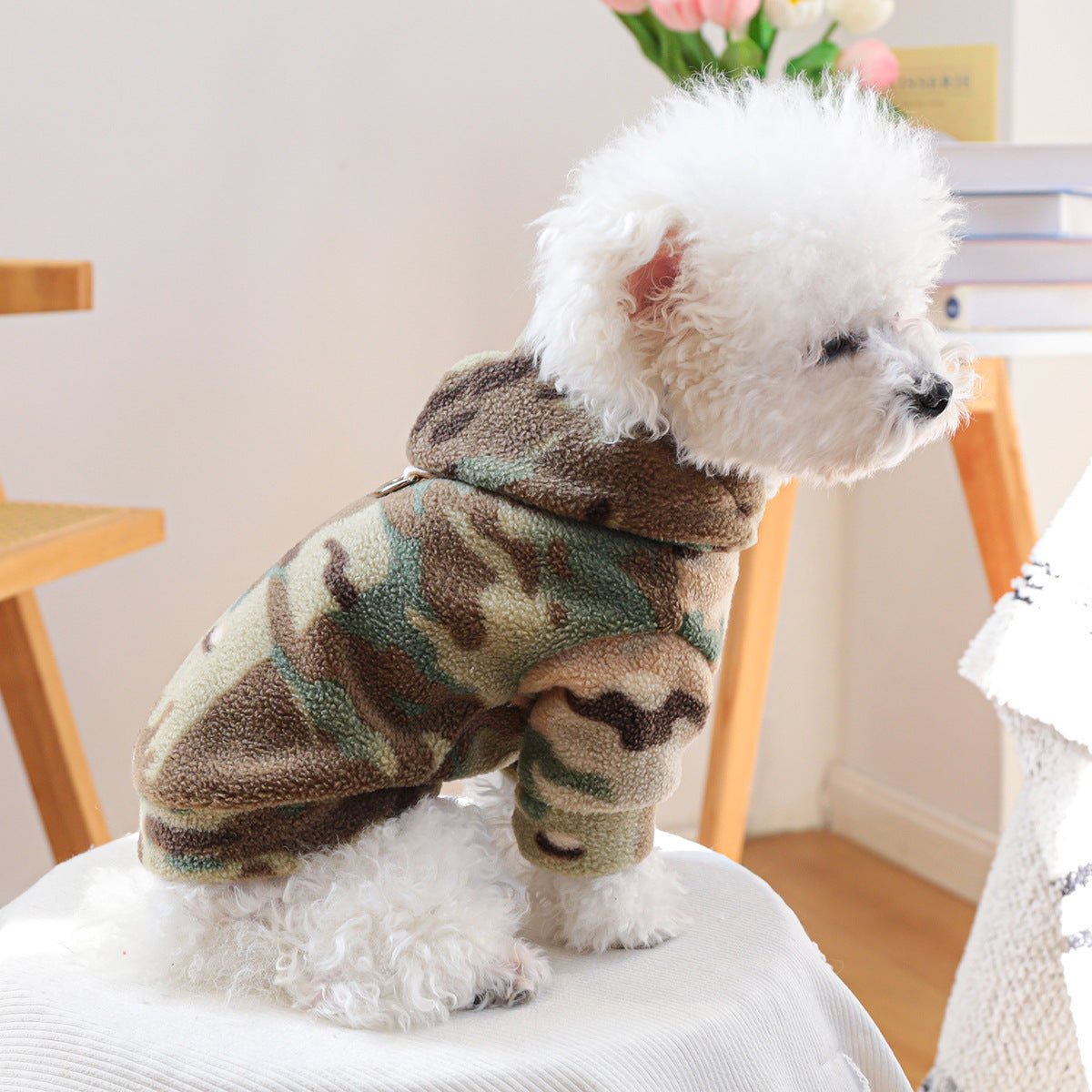 Vestito per Cani Camouflage con Cappuccio | Giacca Cane Militare