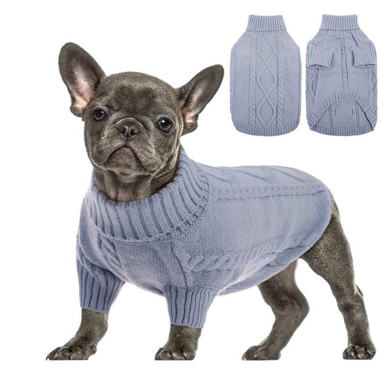Maglioncino per Bulldog Francese con Ricamo a Trecce e Collo Alto – Protezione dal Vento e dal Freddo - Dog Moda