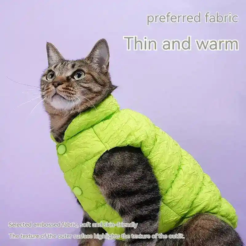 Cappotto ZeZe Gatti Verde - Smanicato Collo Alto S-M-L by Dog Moda