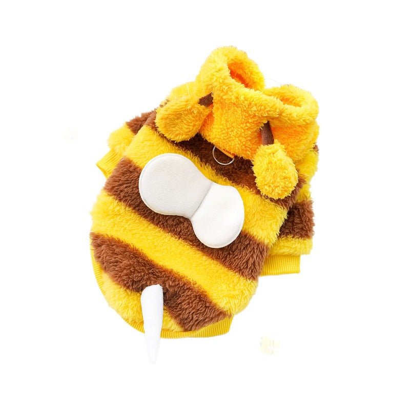 Cappotto Pile Cani Bee - Giallo Marrone con Cappuccio