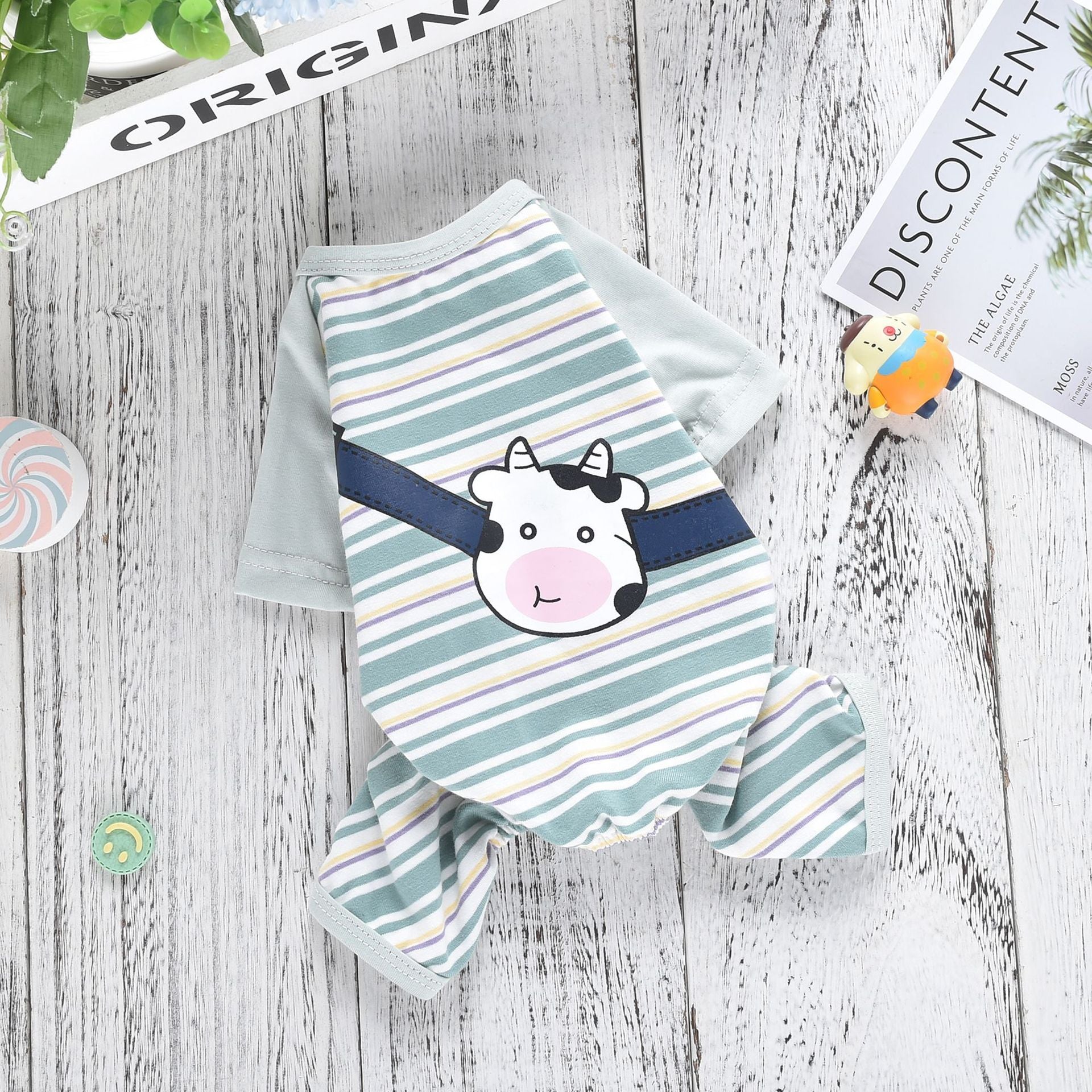 Pigiamino "Sweet Cow" a Righe per Cani - Dolcezza e Comfort Notturno - Dog Moda