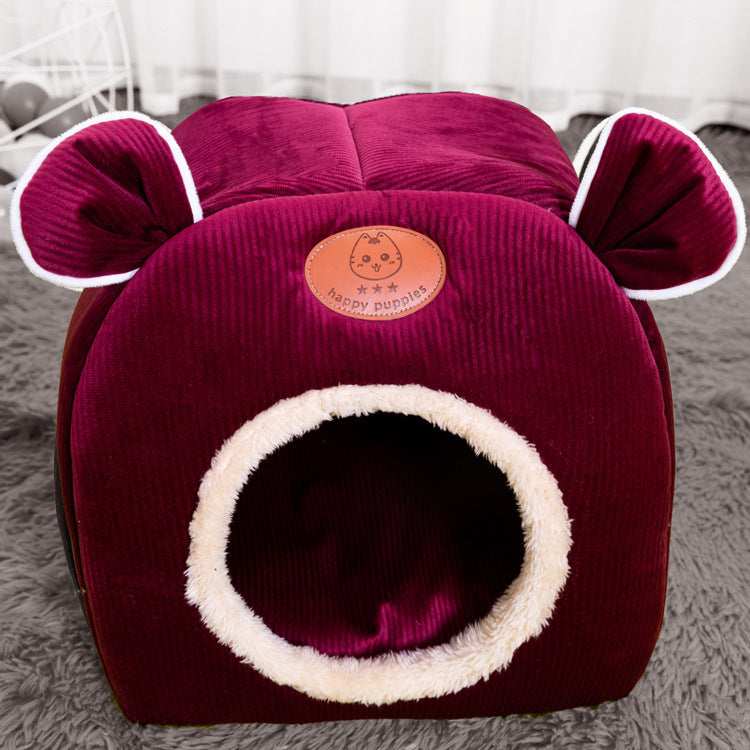 Casetta per Cuccioli "Happy Puppies" – Con Orecchie e Ingresso Tondo