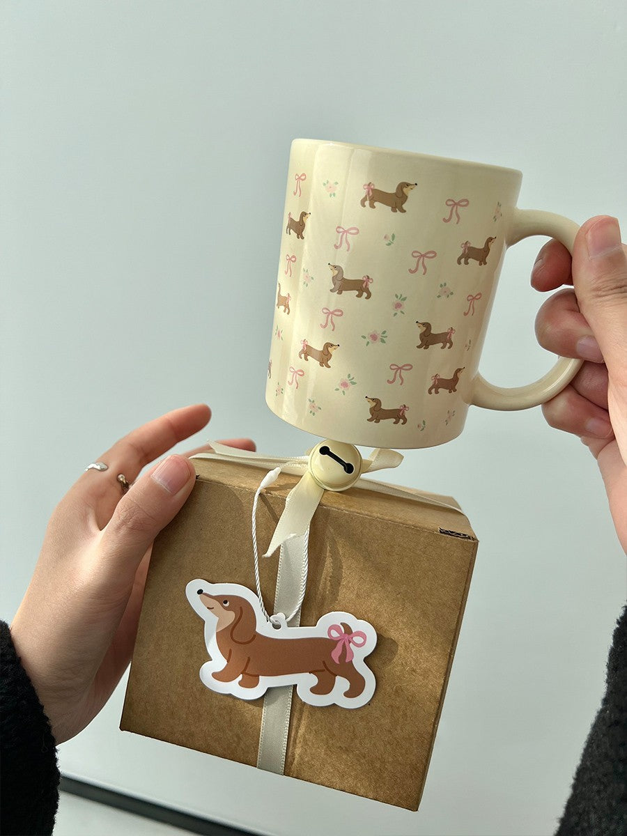 Tazza Bassotto con Fiori in Ceramica 350ml – Idea Regalo Cane