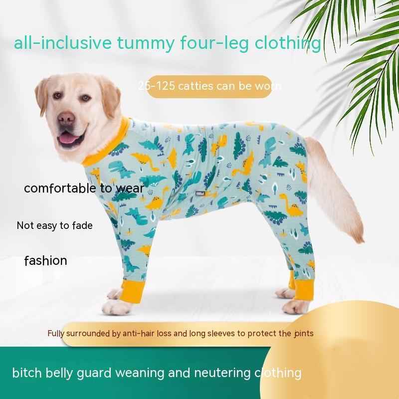 Cotton Shirt for Boxer and Labrador Dogs with Blue and Dinosaur Pattern