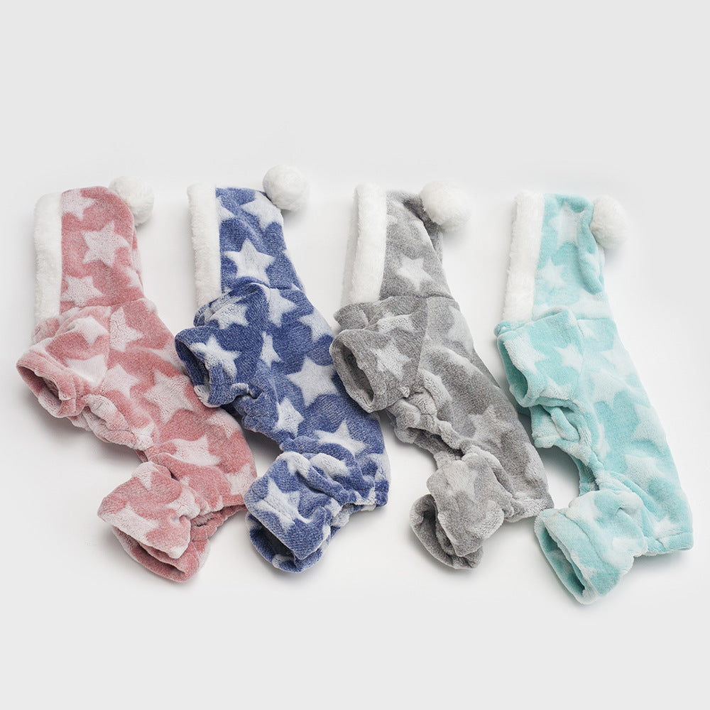 "Cassiopea" Dog Fleece Jumpsuit - Warmth and Style with a Star Print
