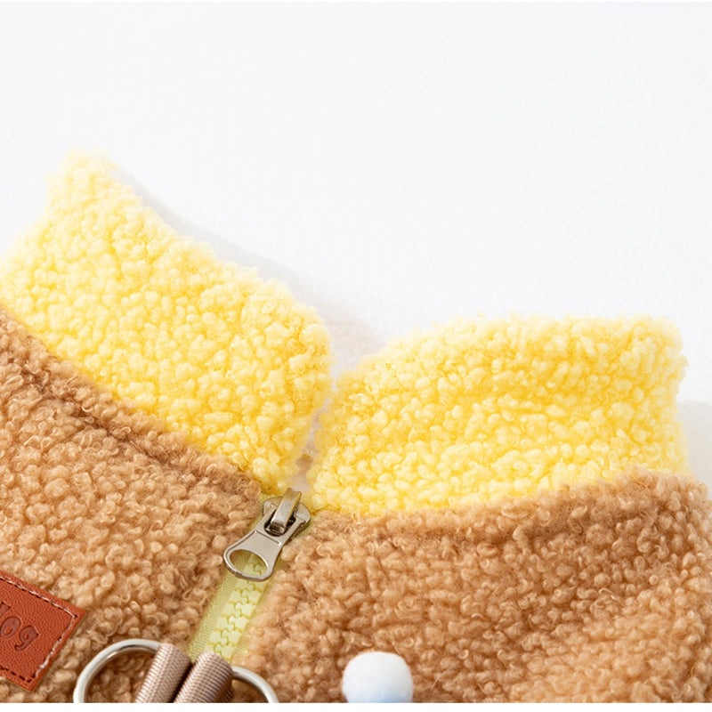 Cappotto Trapuntato Pile Cani con Orsetto Ricamato 3D