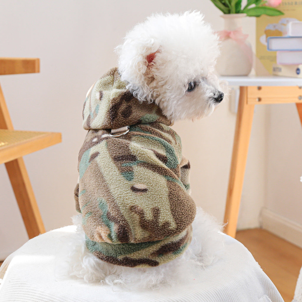 Vestito per Cani Camouflage con Cappuccio | Giacca Cane Militare