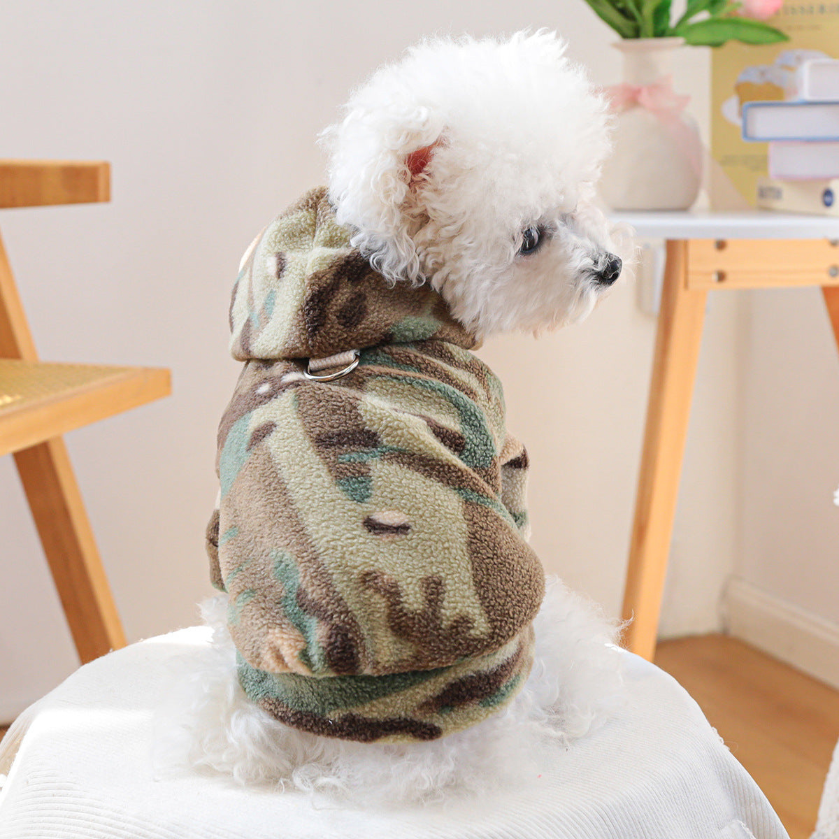 Vestito per Cani Camouflage con Cappuccio | Giacca Cane Militare