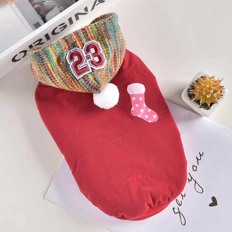 Cappotto Natalizio per Cani con Cappuccio - Calza Natale