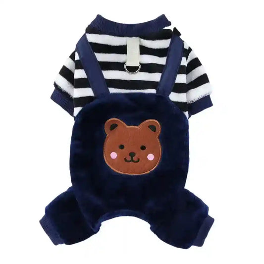 Salopette Cani Flanella - Righe Orsetto Caldo Inverno by Dog Moda