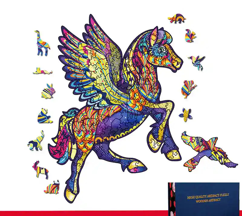 パズル 3D 木製 動物 - パンダ ワシ 翼のある馬