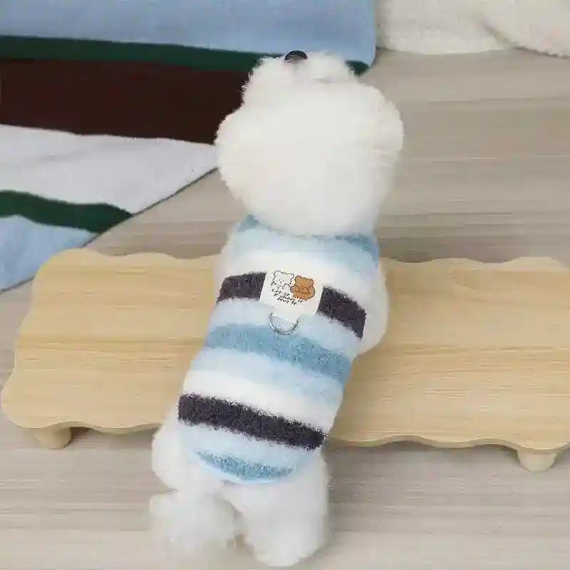Cappotto LOVE per Cani a Righe con Orsetti - Smanicato by Dog Moda