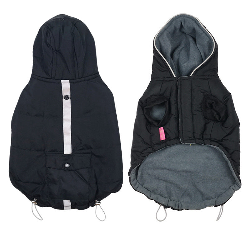 Padded fleece raincoat with hood and reflective inserts, "San Jose" model