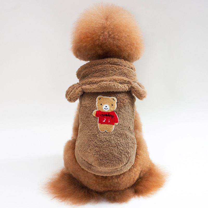 Teddy Bear Dog Coat - Fleece with Hood and Ears