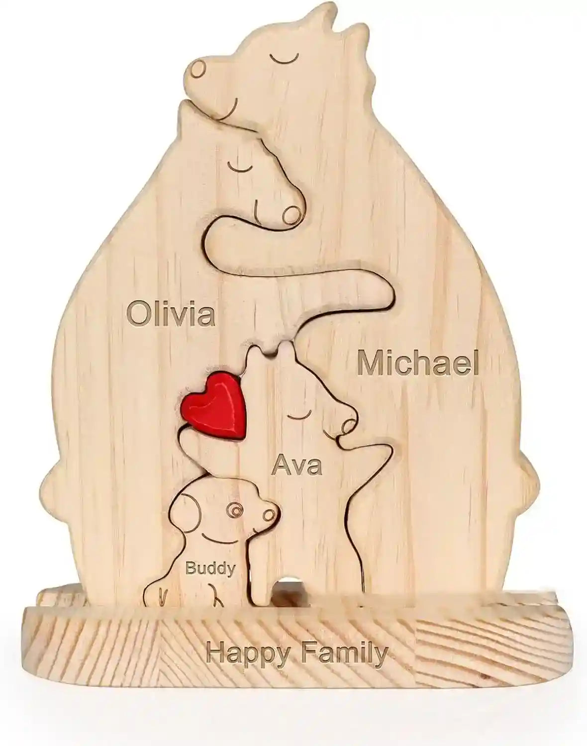 Puzzle Famiglia Pet in Legno Personalizzabile - 3-6 Animali by Dog Moda