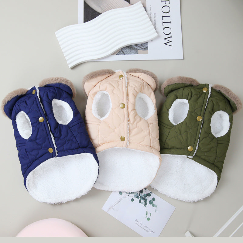 Sestriere Dadagou Dog Coat | Faux Fur Collar and Harness 